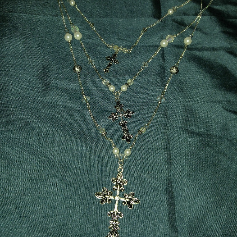 Cross necklace and earrings
